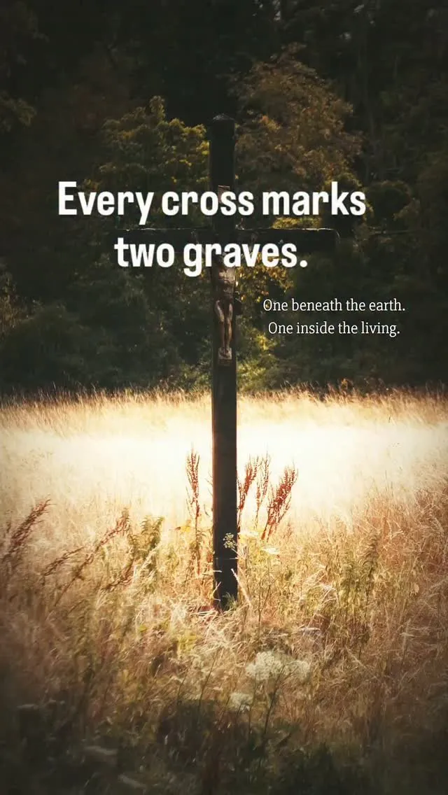 Every cross marks two graves